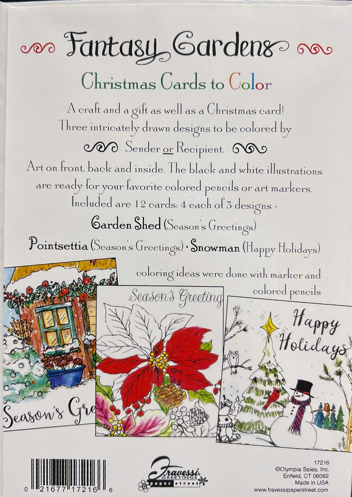 Household Products - Holiday Cards To Color - Fantasy Gardens (12 Pk)