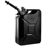 Durable black 20L Wavian steel gas can for fuel storage and transport