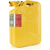 20-liter Wavian steel jerry can close-up showing leak-proof closure and warning label