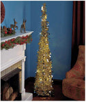 Affordable, Collapsible 65" Lighted Christmas Trees In Gold/Silver For Small Spaces With Timer
