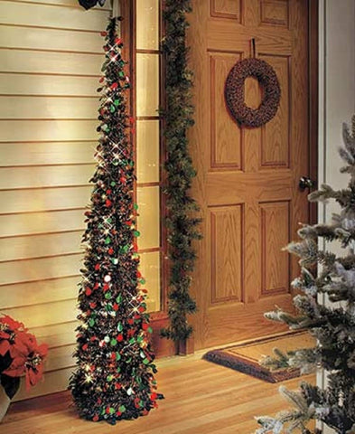 Affordable, Collapsible 65 Lighted Christmas Trees In Green/red For Small Spaces With Timer