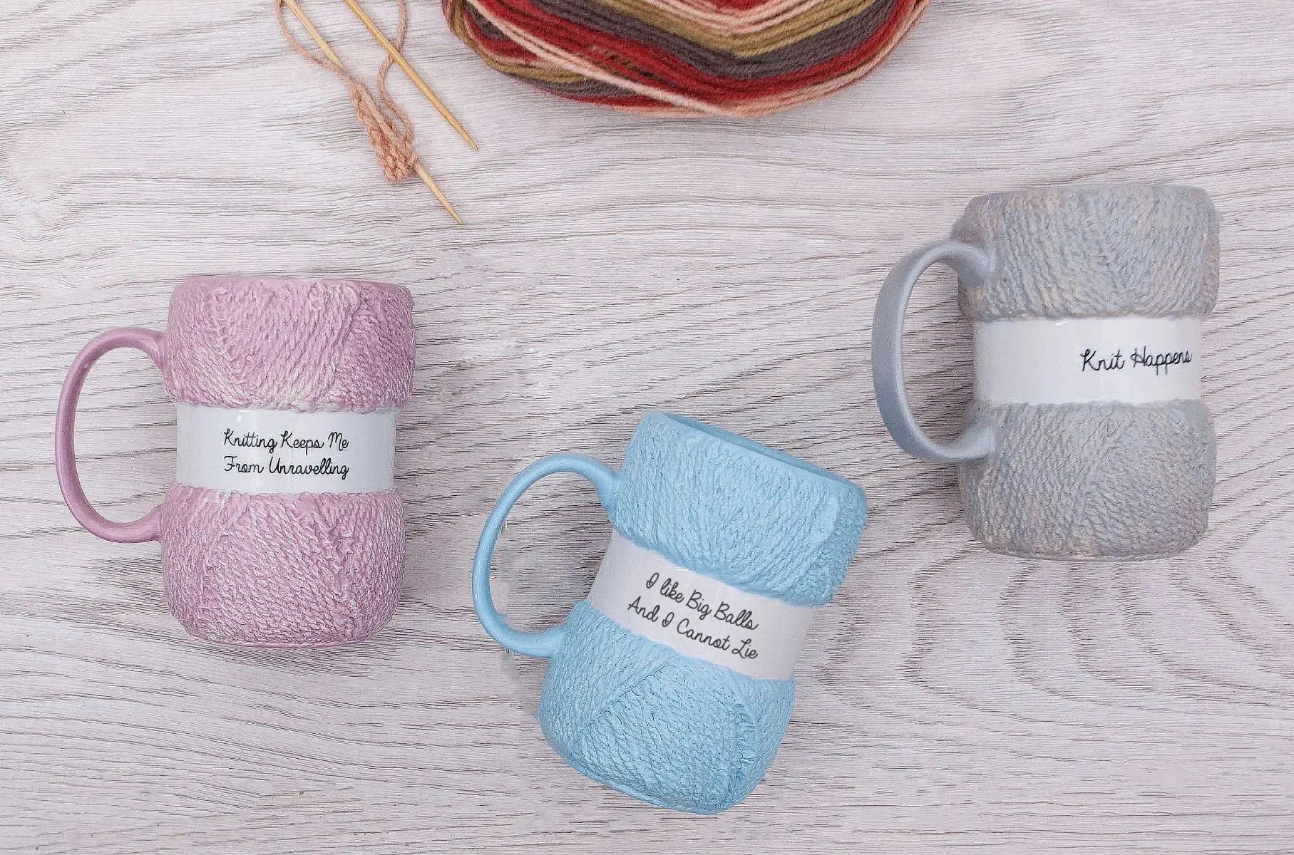 Boxer Gifts 'I Like Big Balls And I Cannot Lie' Novelty Knitting Gift Mug | Light Blue Colour With Realistic Yarn Detailing | Amazing Christmas, Birthday Or Mother's Day Gift For Her