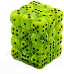 Chessex Dice D6 Sets: Vortex Bright Green With Black - 12mm Six Sided Die (36) Block Of Dice (1-Pack)