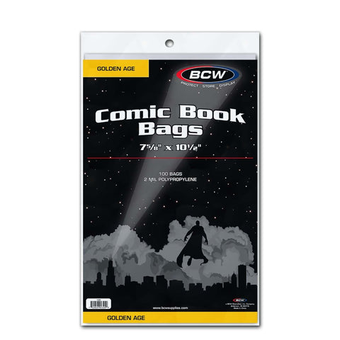 Collectible Storage - BCW Comic Bags, Golden (100 Ct)