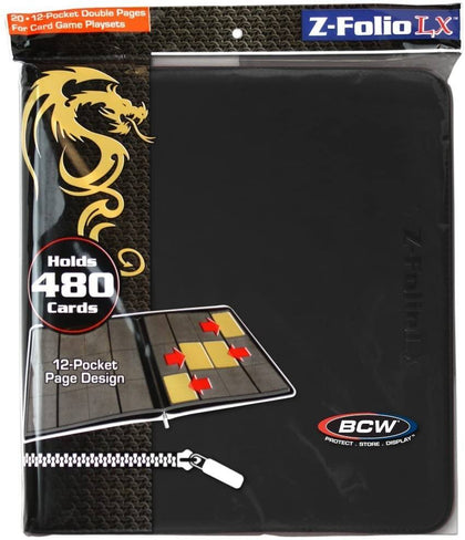 Collectible Storage - BCW Z-Folio LX Zipper Portfolio 12 Pocket Playset Album, Black