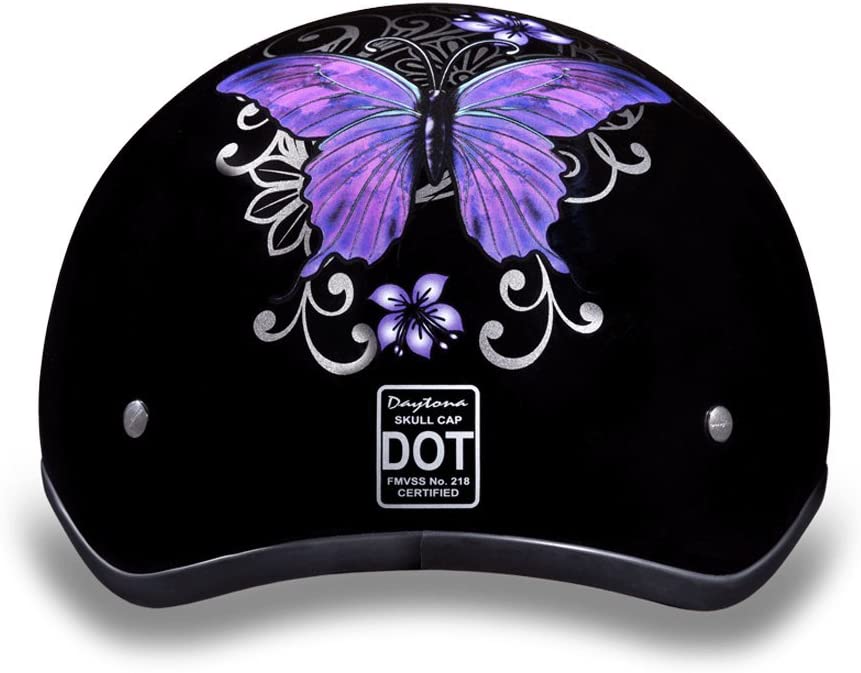 Daytona Helmets Motorcycle Half Helmet Skull Cap- Butterfly 100% DOT Approved