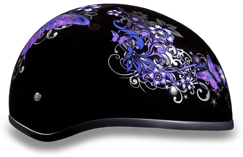 Daytona Helmets Motorcycle Half Helmet Skull Cap- Butterfly 100% DOT Approved