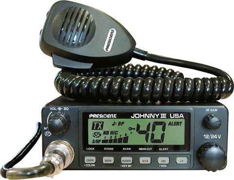 Electronics - President Johnny III USA 40 Channel CB Radio 12 Or 24V, Black
