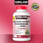 Health & Beauty - Kirkland Signature Calcium Citrate Magnesium And Zinc, 500 Tablets