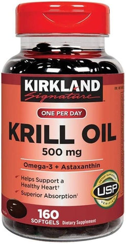 Health & Beauty - Kirkland Signature Krill Oil 500 Milligram 160 Softgels