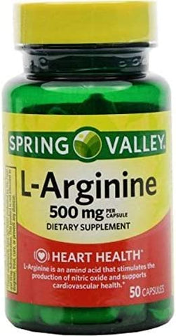 Health & Beauty - Spring Valley L-Arginine 500mg - 50 Capsules