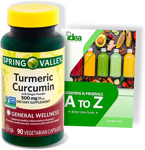 Health & Beauty - Spring Valley Turmeric Curcumin 500mg With Ginger Powder-90 Capsules