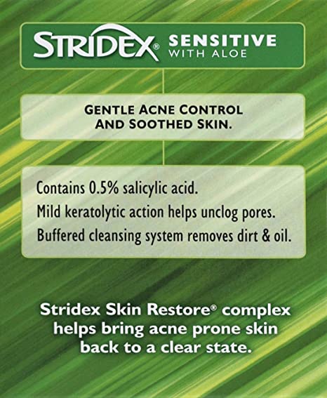 Health & Beauty - Stridex Daily Care Acne Pads With Salicylic Acid, Sensitive With Aloe 90 Ea