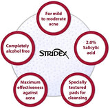 Health & Beauty - Stridex, Single-Step Acne Control, Maximum, Alcohol Free, 90 Soft Touch Pads