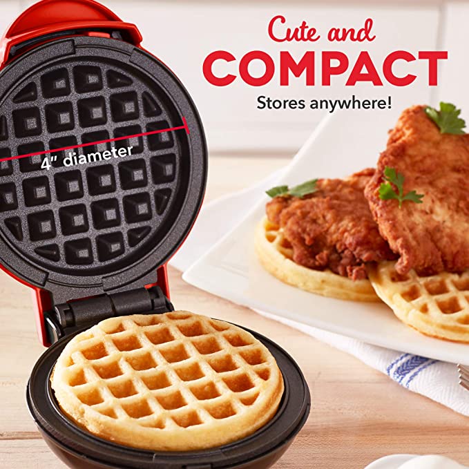 Household Products - Dash DMW001RD Machine For Individual, Paninis, Hash Browns, & Other Mini Waffle Maker, 4 Inch, Red