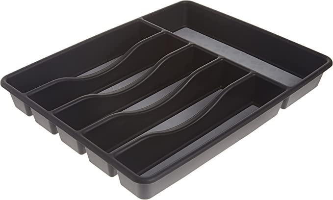 Household Products - Rubbermaid No-Slip Large, Silverware Tray Organizer, Black With Gray