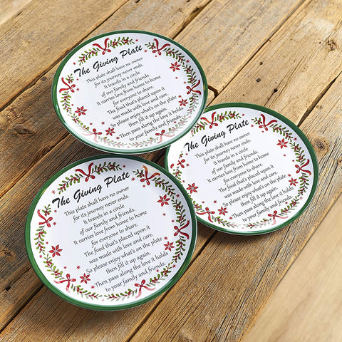 Melamine Giving Plates With Painted Garland Trim - Set Of 3