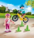 Playmobil Children With Skates And Bike 70061