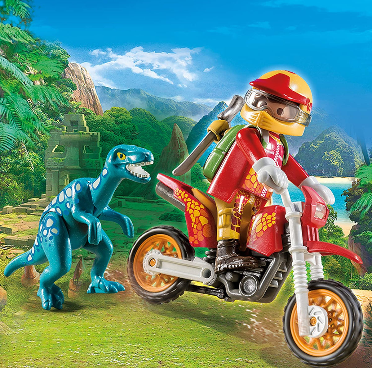 PLAYMOBIL Motocross Bike With Raptor Building Set
