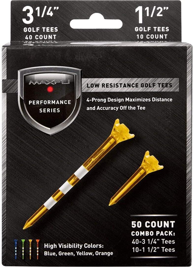 Sports & Outdoors - Maxfli Performance Series Low Resistance 3 1/4'' & 1 1/2'' Assorted Golf Tees - 50 Pack