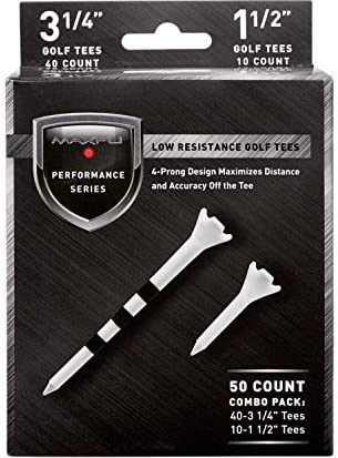 Sports & Outdoors - Maxfli Performance Series Low Resistance 3.25" & 1.5" White Golf Tees - 50 Pack