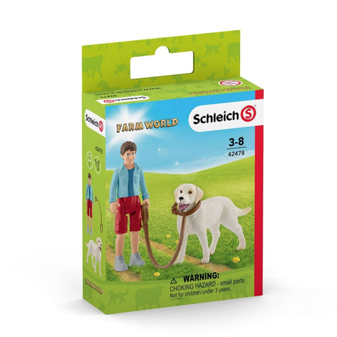 Toys & Games - Schleich Farm World, Animal Toys For Boys And Girls Ages 3-8, 3-Piece Playset, Dog Walker With Labrador Retriever