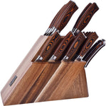 TUO 17 PCS Kitchen Knives Set - Kitchen Block Set With Steak Knife - German X50CrMov15 Steel Blade - Full Tang Pakkawood Handle - Gift Box Included - Fiery Series